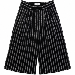 Striped Velvet Pleated Culottes