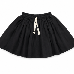 Black Linen Skort With Polkadot Drawstring