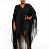 Black Fringe Kaftan Dress
