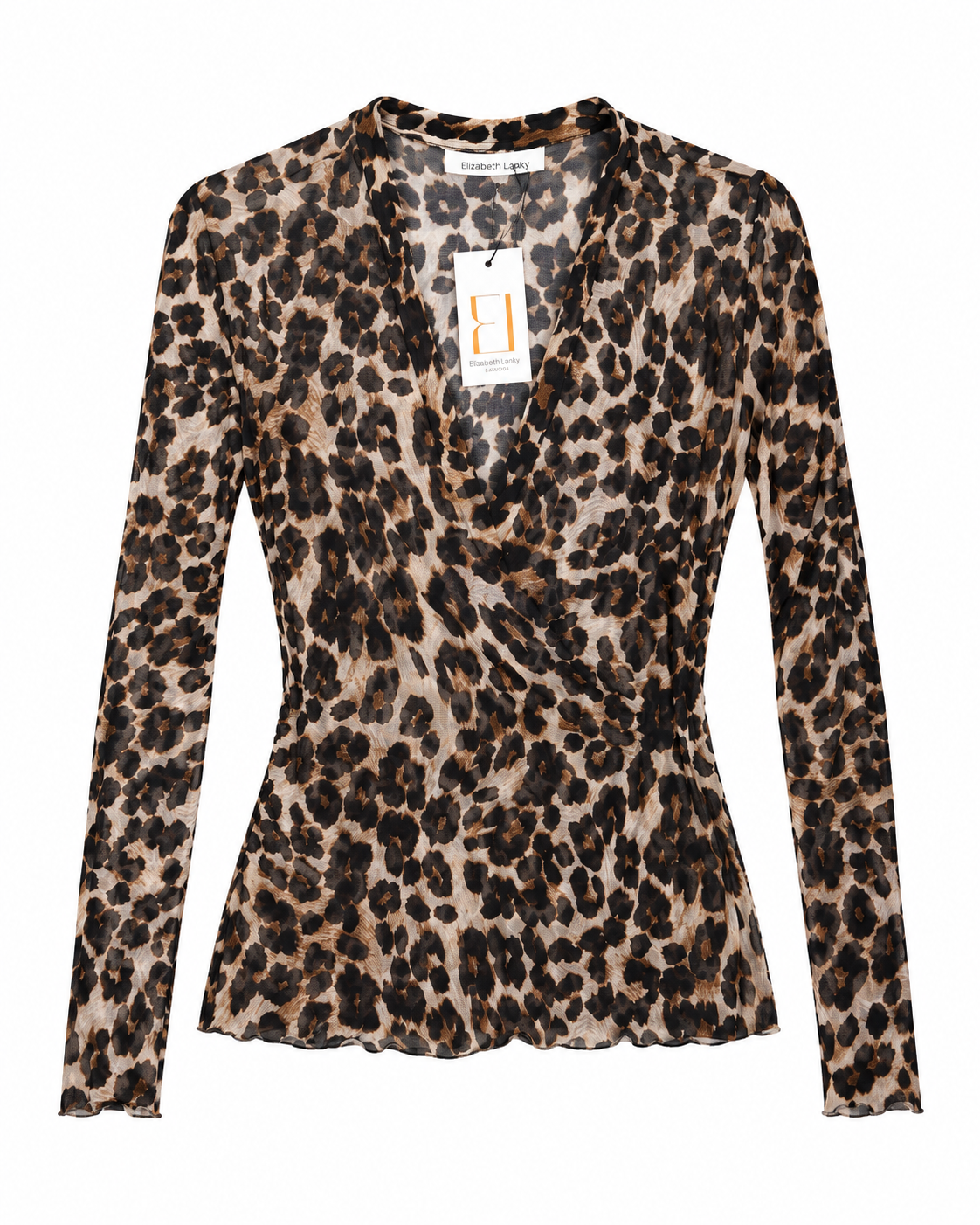 Leopard Print Sheer Mesh Long Sleeve Top
