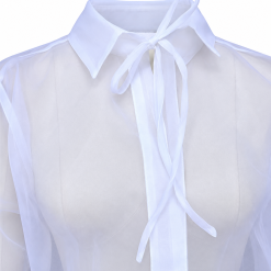 White Organdy Tie-Neck Shirt - Image 4