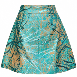 Teal And Gold Brocade Mini Skirt