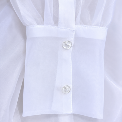 White Organdy Tie-Neck Shirt - Image 5