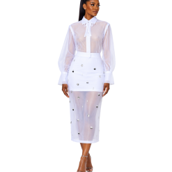 Embellished Organdy Midi Skirt - Image 2