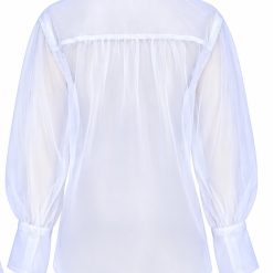 Alternative view of White Organdy Tie-Neck Shirt