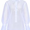 White Organdy Tie-Neck Shirt