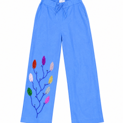 Hand Beaded Blue Linen Botanical Co-Ord Set - Image 3